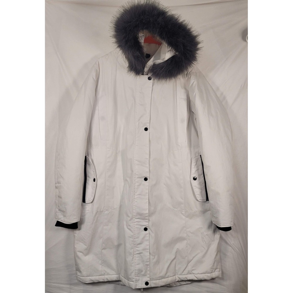 LIV Outdoor‎ Parka Coat Womens XL White Faux Fur Hood Quilted Lined Long Winter